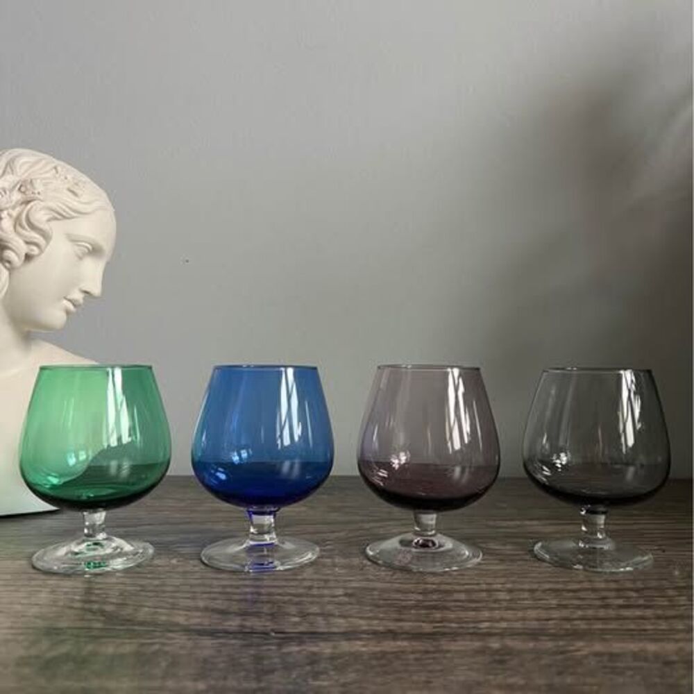 Four Multi-colored Cocktail Glasses